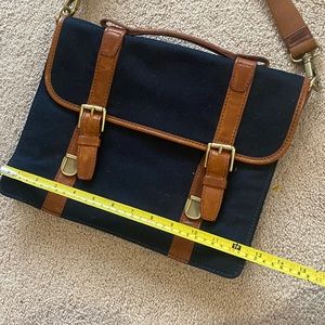Leather and canvas fossil briefcase work bag
